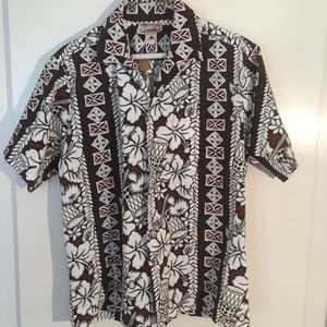 Evergreen Island Floral Hawaiian Shirt L USA made